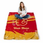 customized calgary flames grunge streaks red blanket best selling