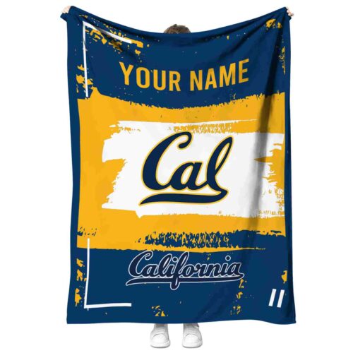 customized california golden bears paint strokes blue white blanket best selling