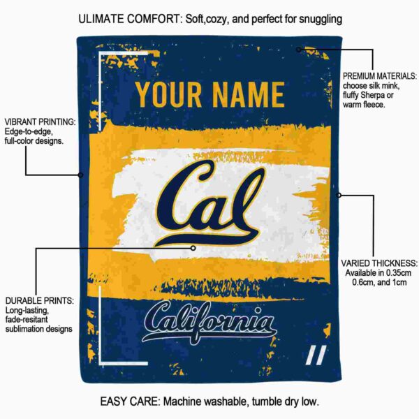 customized california golden bears paint strokes blue white blanket new arrival