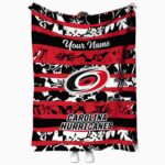customized carolina hurricanes floral stripes red white blanket best selling