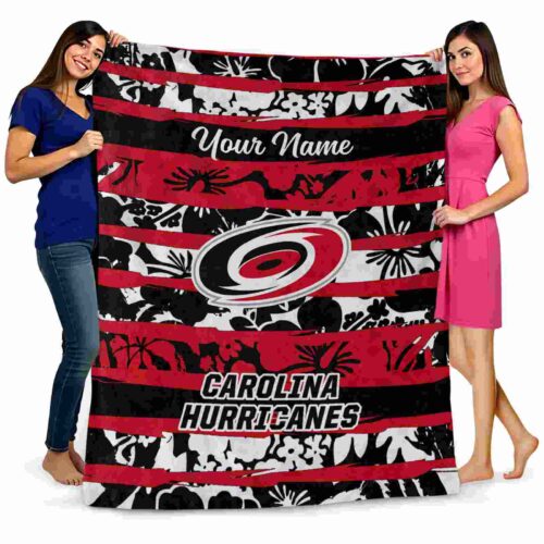 customized carolina hurricanes floral stripes red white blanket fashion forward