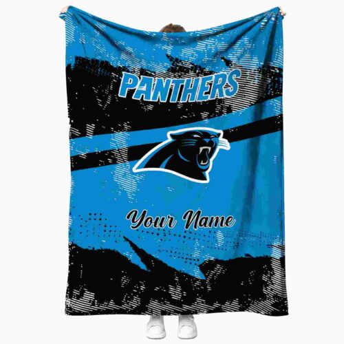 customized carolina panthers grunge streaks blue blanket best selling