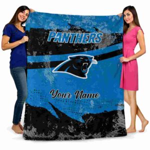customized carolina panthers grunge streaks blue blanket fashion forward