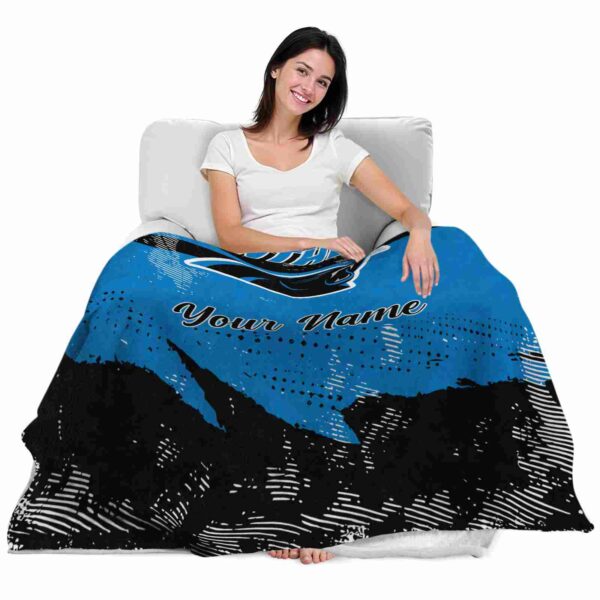 customized carolina panthers grunge streaks blue blanket latest model