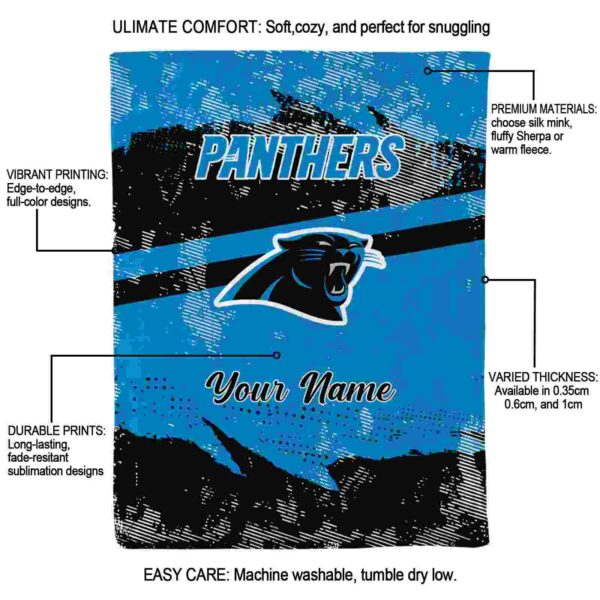 customized carolina panthers grunge streaks blue blanket new arrival