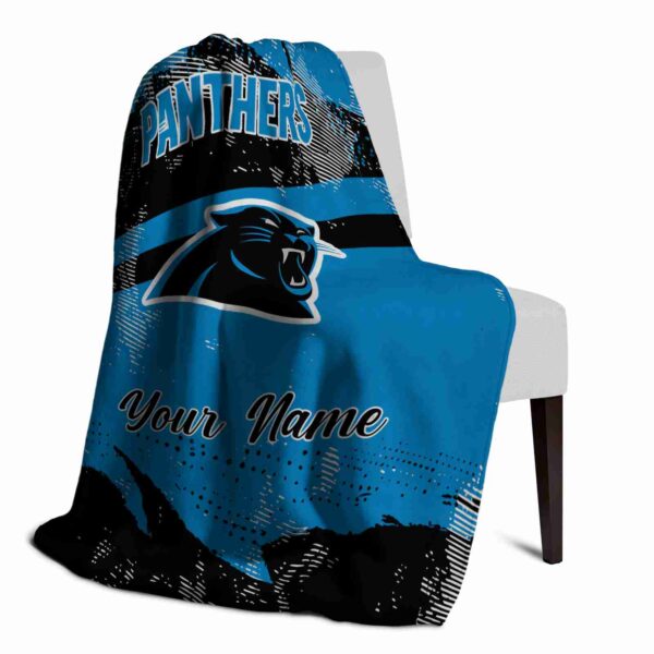 customized carolina panthers grunge streaks blue blanket top rated
