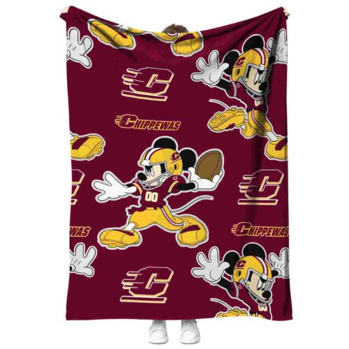 customized central michigan chippewas mickey maroon blanket best selling