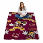 customized central michigan chippewas mickey maroon blanket best selling