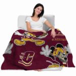 customized central michigan chippewas mickey maroon blanket best selling