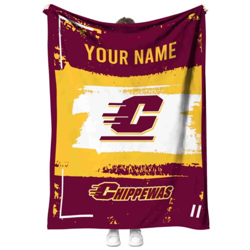 customized central michigan chippewas paint strokes maroon white blanket best selling