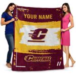 customized central michigan chippewas paint strokes maroon white blanket best selling