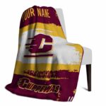 customized central michigan chippewas paint strokes maroon white blanket best selling