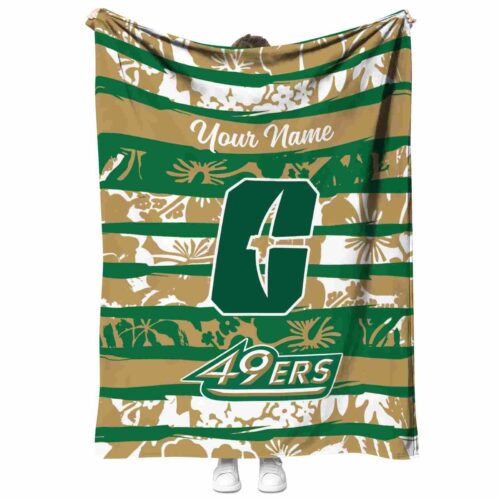 customized charlotte 49ers floral stripes green white blanket best selling