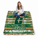 customized charlotte 49ers floral stripes green white blanket best selling