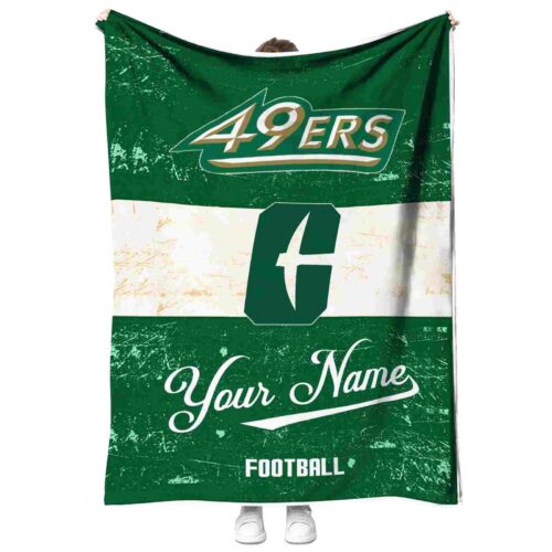 customized charlotte 49ers grunge texture green white blanket best selling