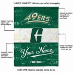 customized charlotte 49ers grunge texture green white blanket best selling