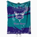 customized charlotte hornets grunge streaks teal blanket best selling