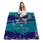 customized charlotte hornets grunge streaks teal blanket best selling