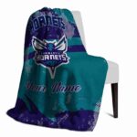 customized charlotte hornets grunge streaks teal blanket best selling