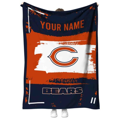 customized chicago bears paint strokes blue white blanket best selling
