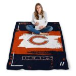 customized chicago bears paint strokes blue white blanket high quality