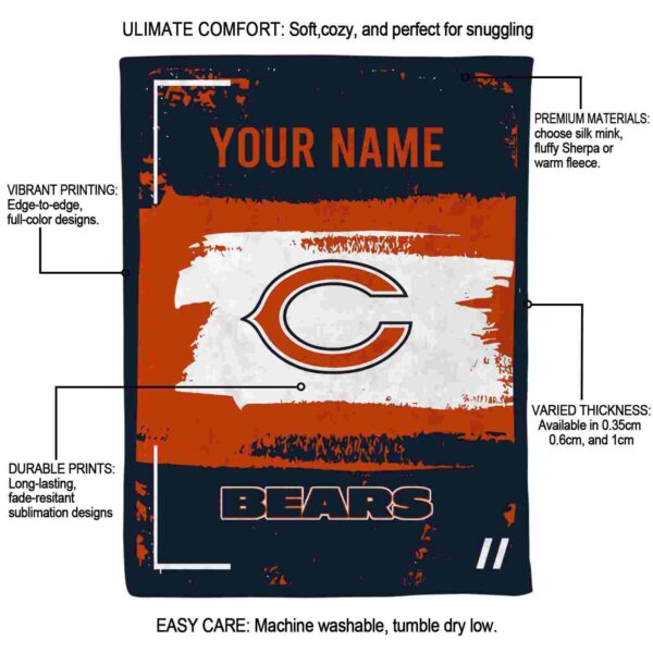 customized chicago bears paint strokes blue white blanket new arrival