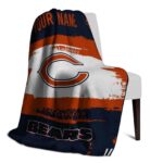 customized chicago bears paint strokes blue white blanket top rated