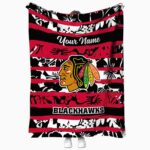 customized chicago blackhawks floral stripes red white blanket best selling