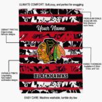 customized chicago blackhawks floral stripes red white blanket new arrival