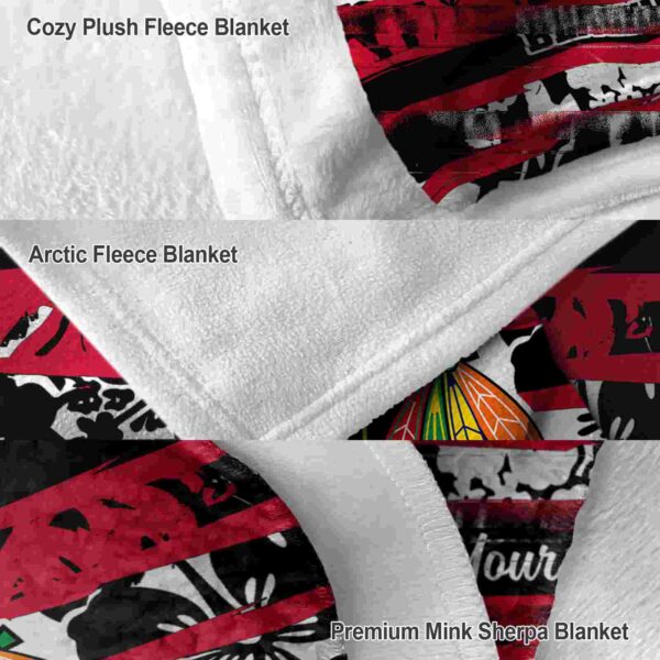 customized chicago blackhawks floral stripes red white blanket premium grade