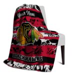 customized chicago blackhawks floral stripes red white blanket top rated