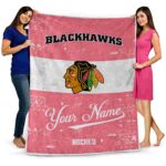 customized chicago blackhawks grunge texture red white blanket best selling