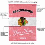 customized chicago blackhawks grunge texture red white blanket best selling