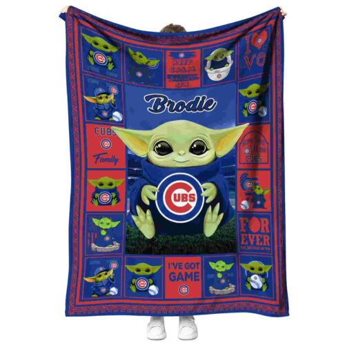 customized chicago cubs baby yoda blue blanket best selling