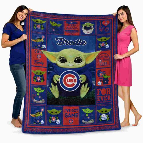 customized chicago cubs baby yoda blue blanket fashion forward