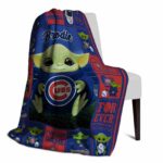 customized chicago cubs baby yoda blue blanket best selling