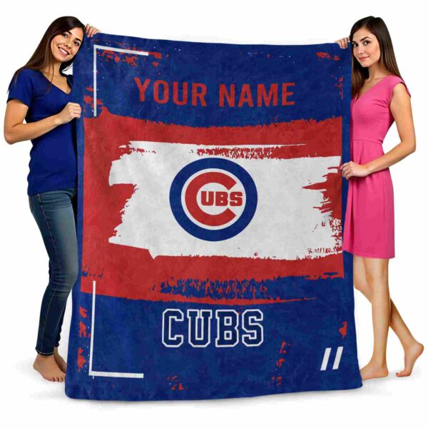 customized chicago cubs paint strokes blue white blanket fashion forward