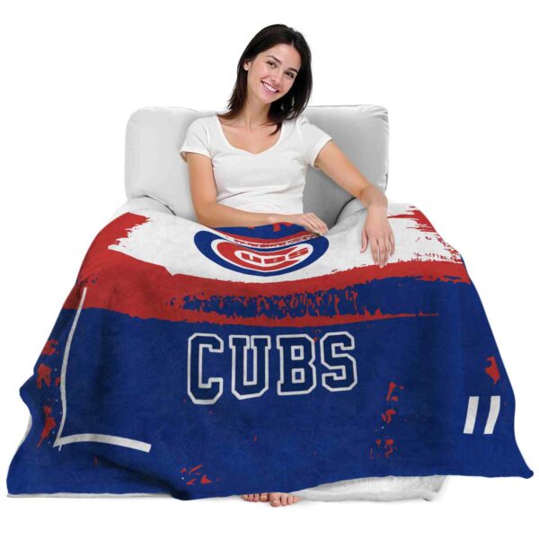 customized chicago cubs paint strokes blue white blanket latest model