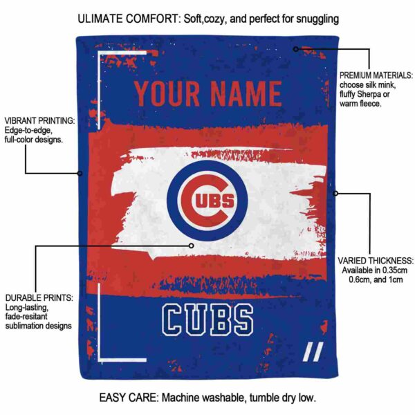 customized chicago cubs paint strokes blue white blanket new arrival