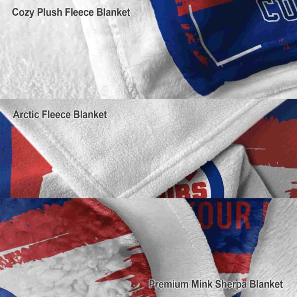customized chicago cubs paint strokes blue white blanket premium grade