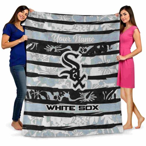 customized chicago white sox floral stripes black white blanket fashion forward