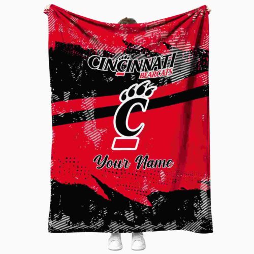 customized cincinnati bearcats grunge streaks red blanket best selling