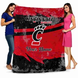 customized cincinnati bearcats grunge streaks red blanket fashion forward