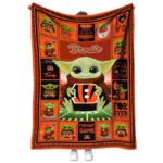 customized cincinnati bengals baby yoda orange blanket best selling