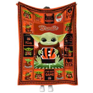 customized cincinnati bengals baby yoda orange blanket best selling