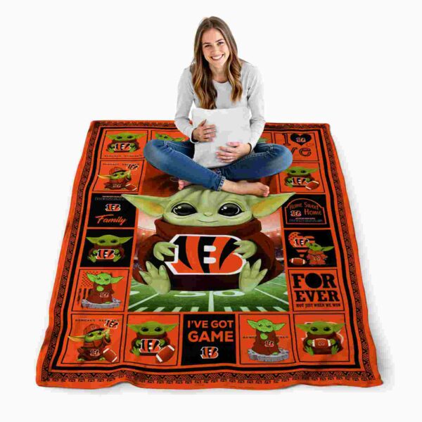 customized cincinnati bengals baby yoda orange blanket high quality