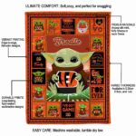 customized cincinnati bengals baby yoda orange blanket new arrival