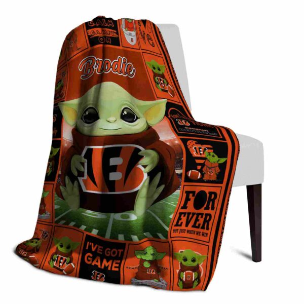 customized cincinnati bengals baby yoda orange blanket top rated