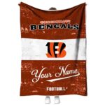 customized cincinnati bengals grunge texture orange white blanket best selling