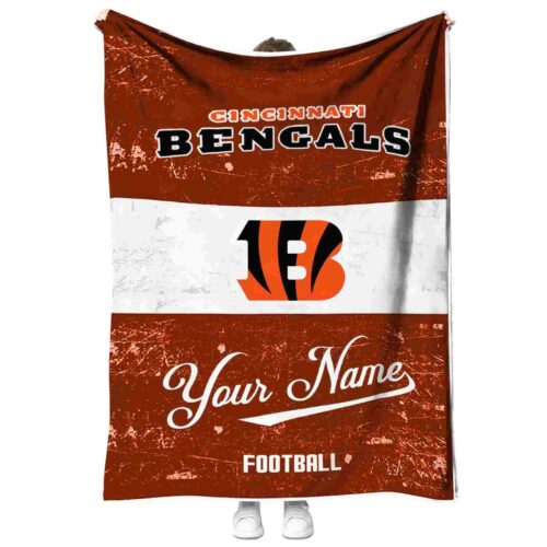 customized cincinnati bengals grunge texture orange white blanket best selling